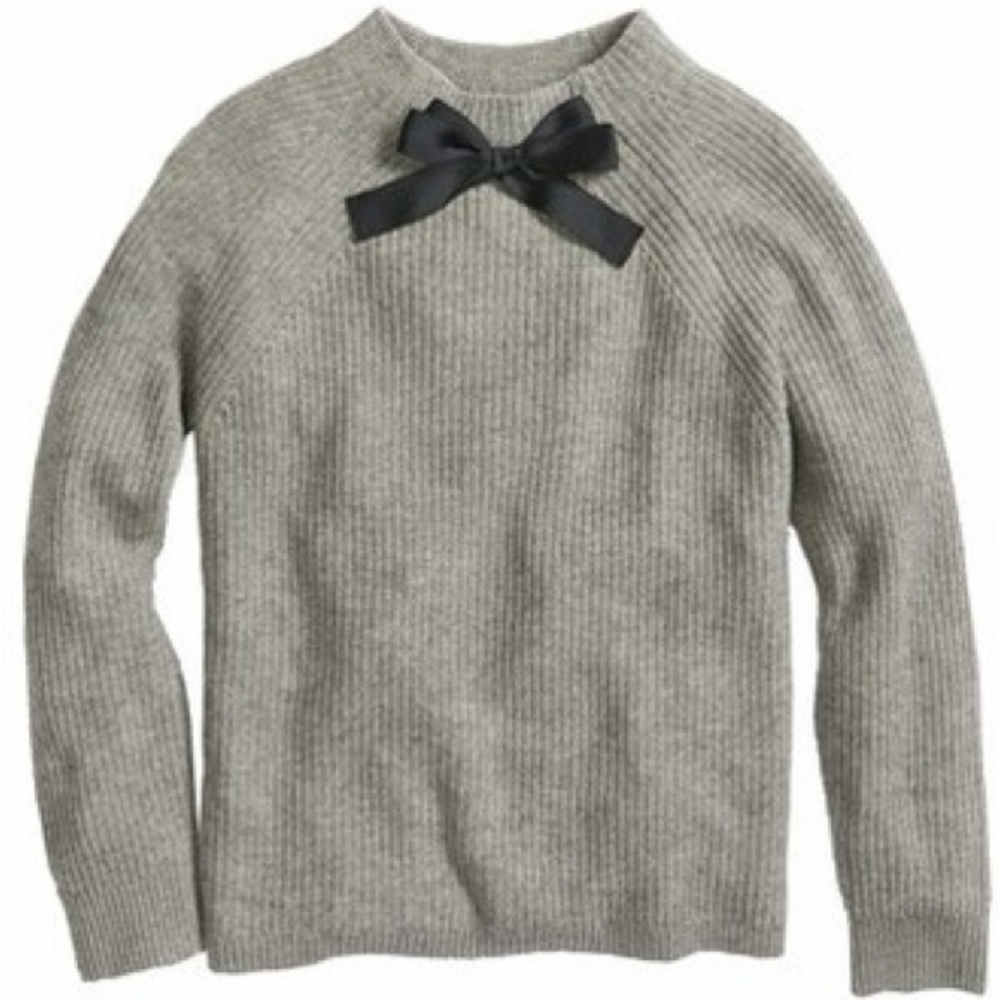 J. Crew Gray Crewneck Sweater with Black Bow